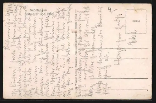 AK Leitmeritz a. d. Elbe, Elbpartie mit Raddampfer Meissen