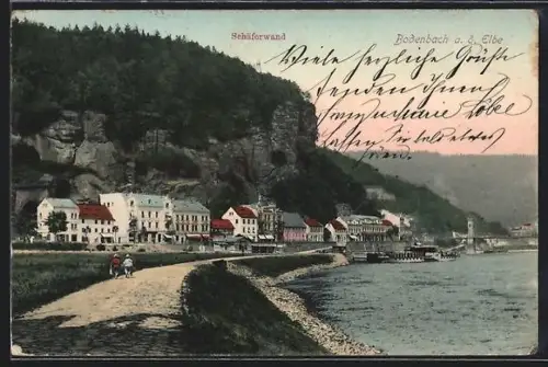 AK Bodenbach a. d. Elbe, Blick zur Schäferwand
