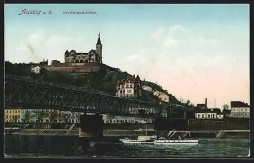 AK Aussig / Usti, Brückenpartie an der Ferdinandshöhe