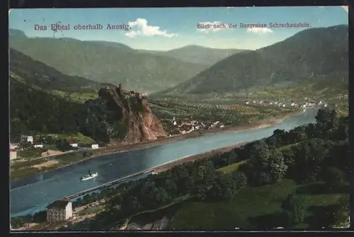 AK Aussig /Elbe, Blick nach der Burgruine Schreckenstein