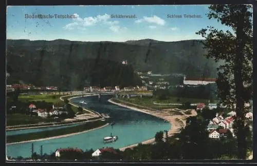 AK Bodenbach-Tetschen, Schloss Tetschen und Schäferwand