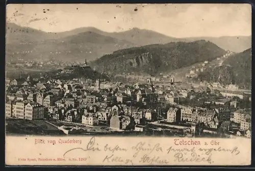 AK Tetschen a. Elbe, Blick vom Quaderberg