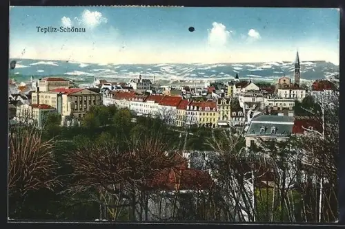 AK Teplitz-Schönau, Ortsansicht aus der Vogelschau