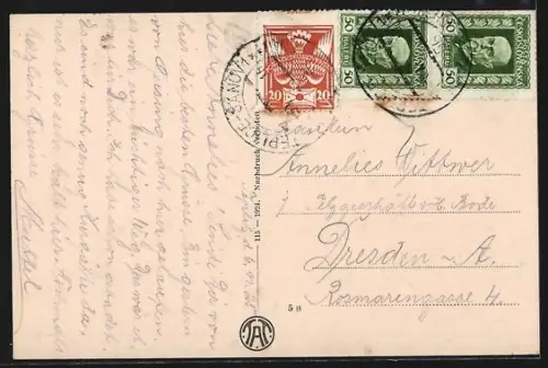 AK Teplitz-Schönau, Ortsansicht aus der Vogelschau