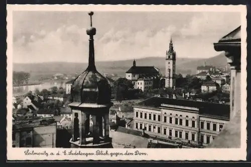AK Leitmeritz a. d. Elbe, Blick gegen den Dom