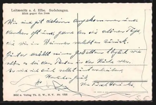 AK Leitmeritz a. d. Elbe, Blick gegen den Dom