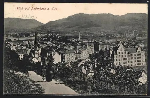 AK Bodenbach a. Elbe, Ortsansicht aus der Vogelschau