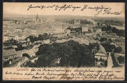 AK Leitmeritz, Ortsansicht aus der Vogelschau