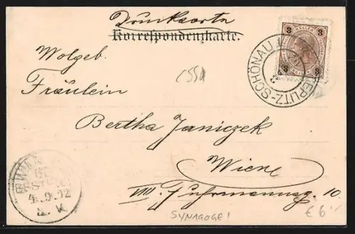 AK Teplitz, Blick von der Stephanshöhe mit Synagoge