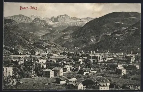 AK Gries-Bozen, Stadtansicht mit dem Rosengarten