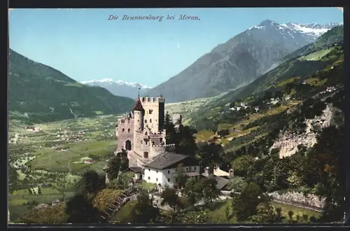 AK Meran, Brunnenburg mit Umgebung