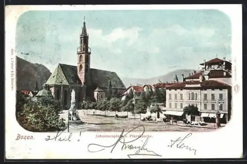 AK Bozen, Johannesplatz u. Pfarrkirche