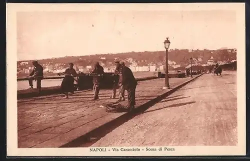 AK Napoli, Via Caracciolo, Scena di Pesca