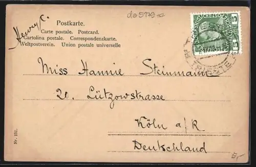 AK Triest, Panorama mit Leuchtturm