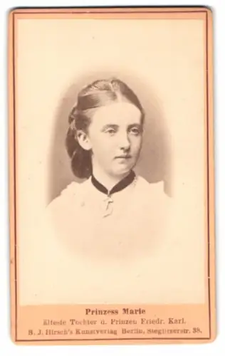 Fotografie B. J. Hirsch, Berlin, Portrait Prinzessin Marie von Preussen, Prinzessin der Niederlande