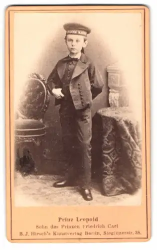 Fotografie B. J. Hirsch, Berlin, Portrait Prinz Friedrich Leopold von Preussen als Knabe, Schwager von Auguste Viktoria