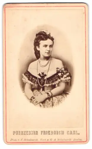 Fotografie F. Schuhardt, Berlin, Portrait Prinzessin Maria Anna von Anhalt-Dessau, Prinzessin Friedrich Karl v. Preussen
