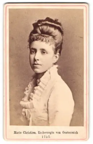 Fotografie Portrait Erzherzogin Maria Christina von Österreich, Königin von Spanien