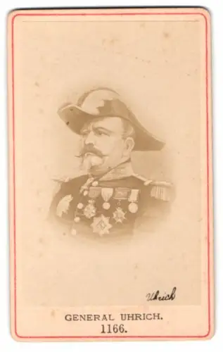 Fotografie Portrait französischer General Jean-Jacques Uhrich in Uniform mit Orden und Zweispitz