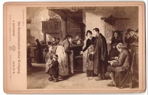 Fotografie H. Würtzburg, Berlin, Gemälde: des Reconvalescenten erster Kirchgang, nach H. Oehmichen