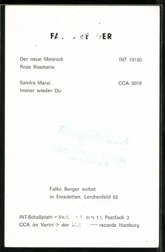 AK Musiker Falko Berger im Portrait, Autograph