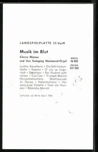 AK Musikerin Cherry Wainer am Klavier, Autograph