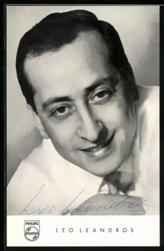 AK Musiker Leo Leandros mit Hemd und Krawatte, Autograph