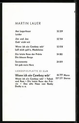 AK Musiker Martin Lauer, Porträt, Autograph