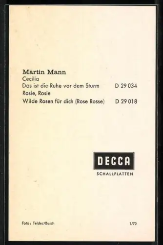 AK Musiker Martin Mann mit Mikrophon, Autograph