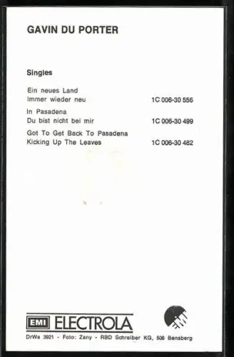 AK Musiker Gavin du Porter mit auffälliger Frisur, Musiker, Autograph