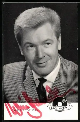 AK Musiker Will Brandes im karierten Anzug, Autograph