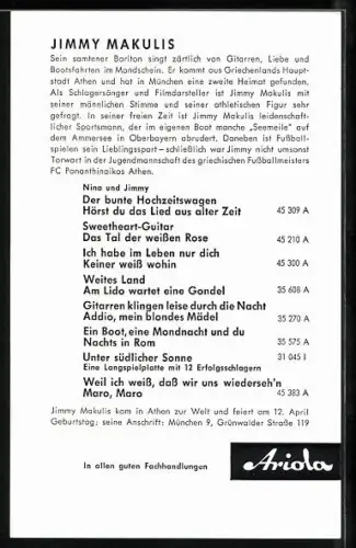 AK Musiker Jimmy Makulis im Profil, Autograph