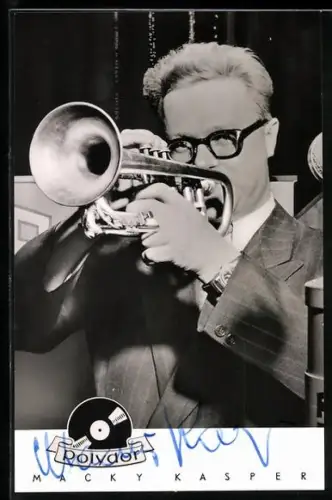 AK Musiker Macky Kasper mit Trompete, Autograph