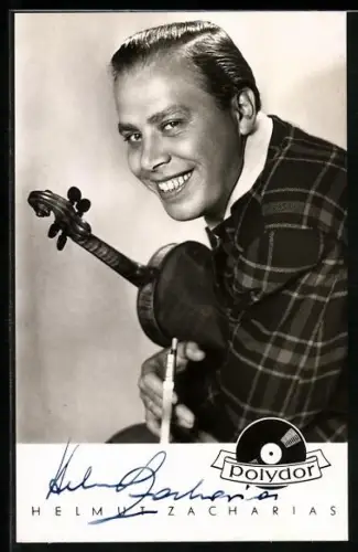 AK Musiker Helmut Zacharias mit Geige, Autograph