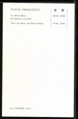 AK Musiker Silvio Francesco lächelt, Autograph