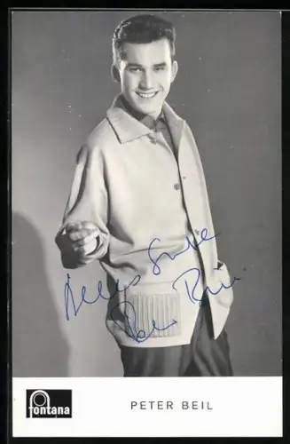 AK Musiker Peter Beil im Portrait, Autograph