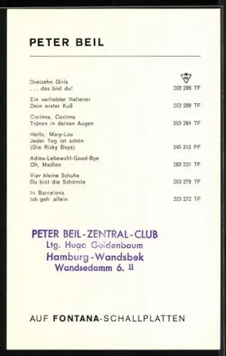 AK Musiker Peter Beil im Portrait, Autograph