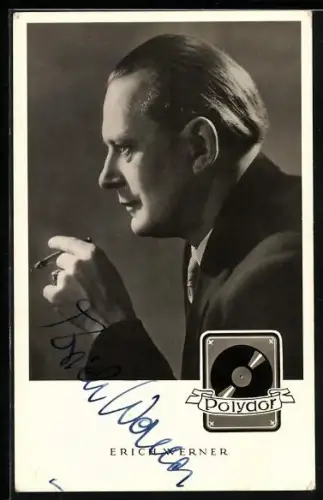 AK Musiker Erich Werner im Seitenprofil, Autograph
