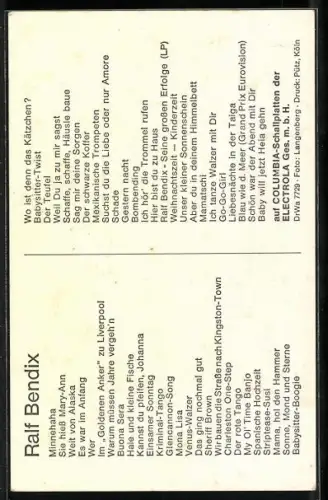 AK Musiker Ralf Bendix mit Hut und gelbem Schal, Autograph