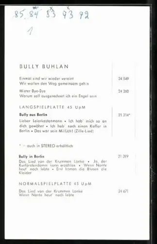 AK Musiker Bully Buhlan mit aufforderndem Blick, Autograph