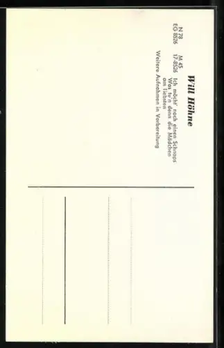 AK Musiker Will Höhne im Seitenportrait, Autograph