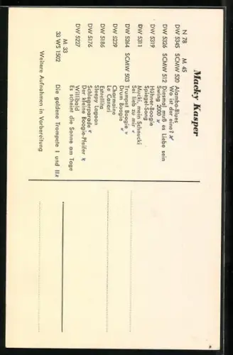 AK Musiker Macky Kaspar Trompete spielend portraitiert, Autograph