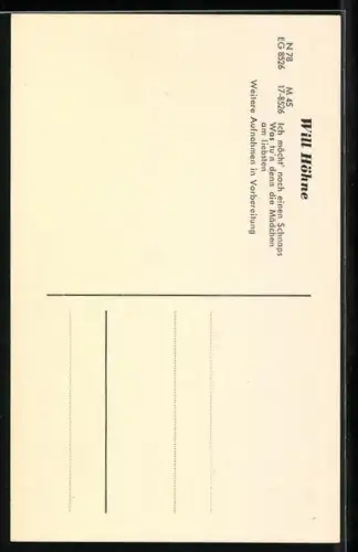 AK Musiker Will Höhne im Seitenprofil fotografiert, Autograph