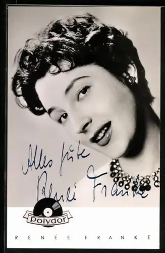 AK Musikerin Renée Franke mit Perlenkette, Autograph