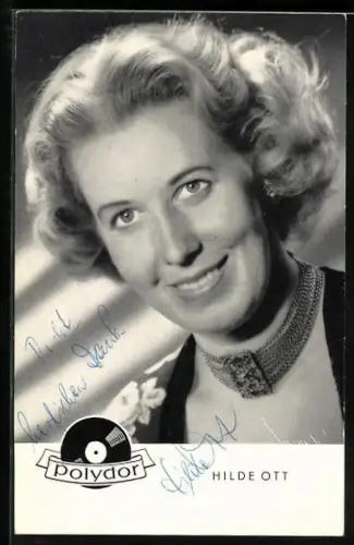 AK Musikerin Hilde Ott, Halbportrait, Autograph