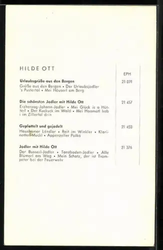 AK Musikerin Hilde Ott, Halbportrait, Autograph