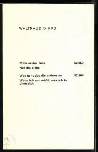 AK Musikerin Waltraud Dirks mit freundlichem Lächeln, Autograph