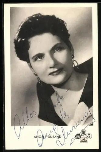 AK Musikerin Angele Durand im Portrait, Autograph