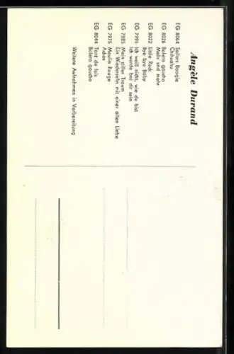 AK Musikerin Angele Durand im Portrait, Autograph