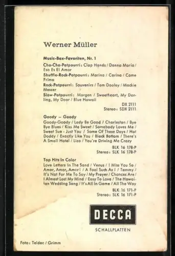 AK Musiker Werner Müller im Anzug portraitiert, Autograph